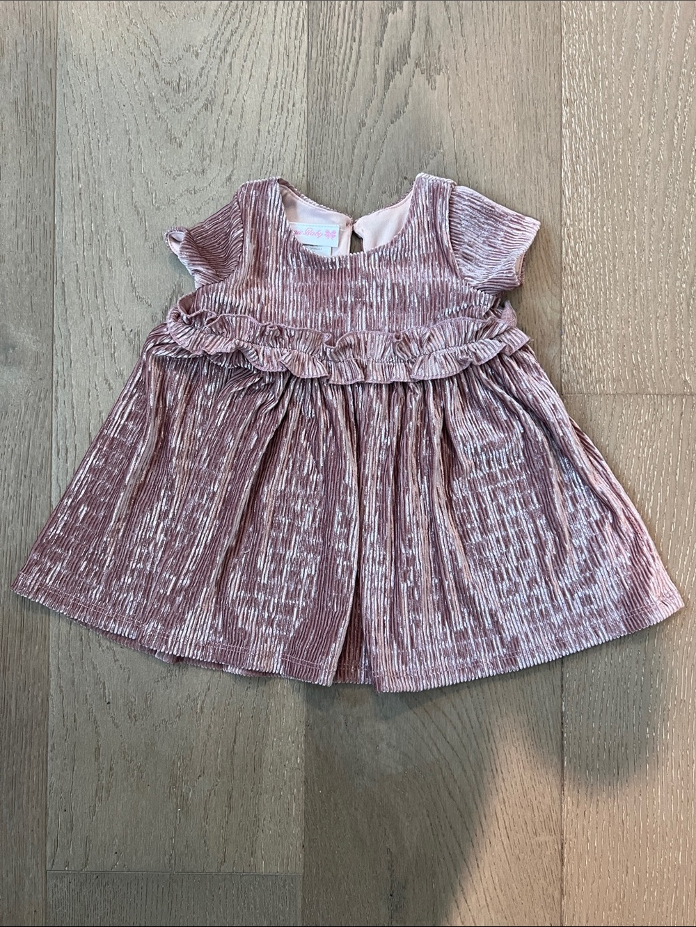 Bonnie Baby Pink Crushed Velvet Dress 3-6mo